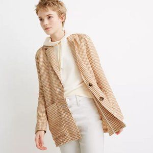 Madewell Linen Dorset Blazer in Gingham Check NWT